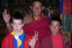 3 Rongbuk Monastery 4 Monks and Peter Ryan.JPG